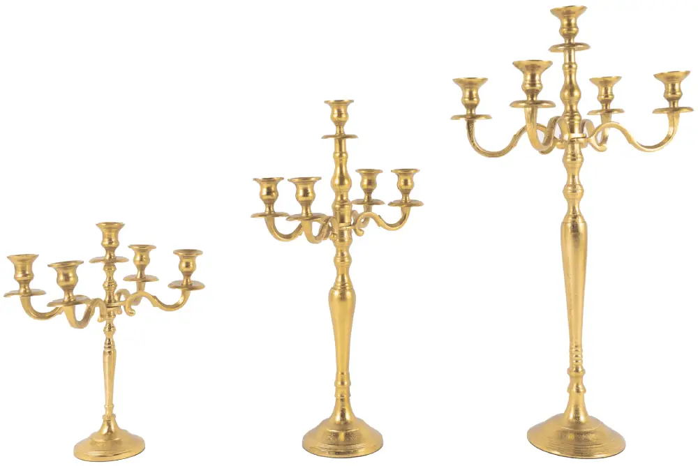 Kerzenleucher 5arm 80cm M | Aluguss gold |