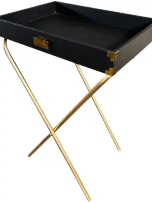 Serviertablett mit Ständer | schwarz/gold |