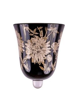 Glasaufsatz Blume | Glas schwarz/gold |