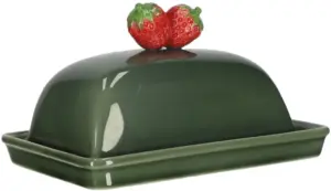 Butterdose, groß Erdbeeren | Porzellan |
