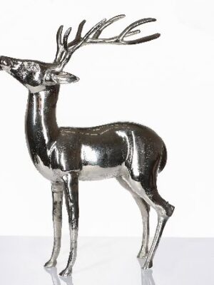 Hirsch Aluguss | silber H 69 cm |