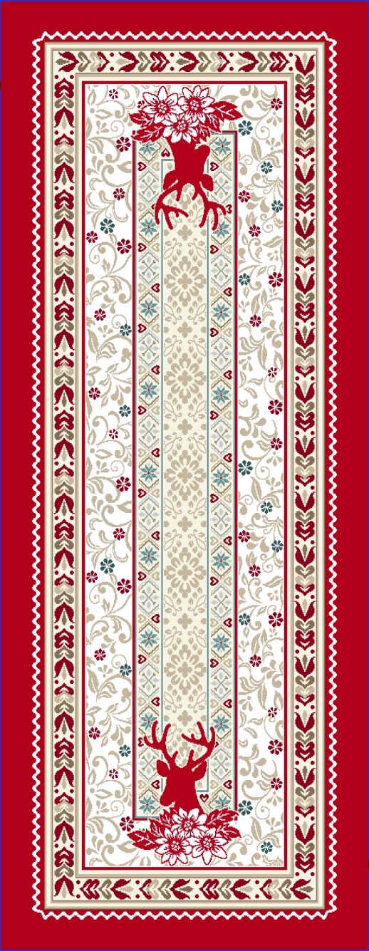 Läufer 40/100 | Hirsch rot, Gobelin | 75% PES/22% CO/3% Polyacryl