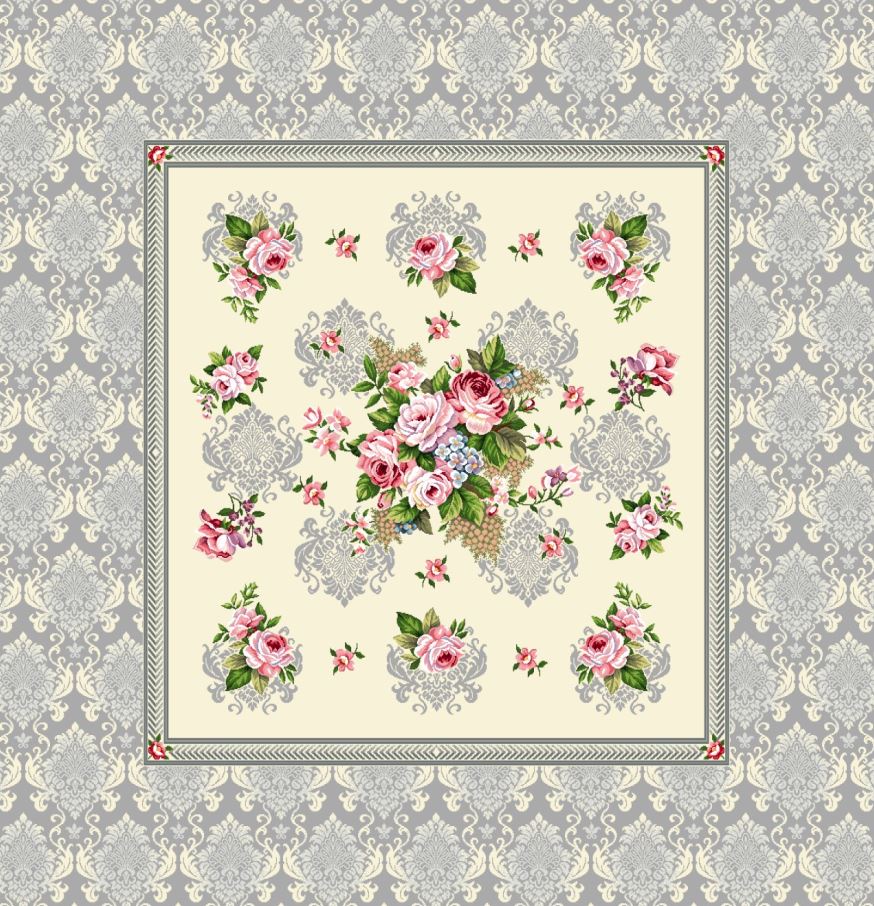 Decke 100/100 | Gobelin Rosen grau | 75% PES/22% CO/3% Polyacryl