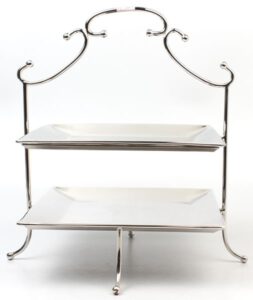 Tellerständer 2er | Edelstahl vernickelt, Teller Aluminum vervickelt |