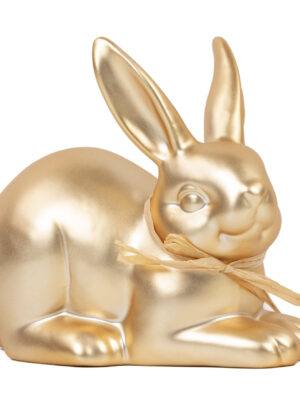 Hase gold matt | Porzellan mit Schleife M |