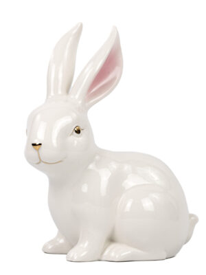 Hase weiß sitzend | Porzellan L |