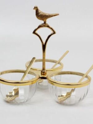 Schalenset für Nüsse, gold | Messing, Glas, Goldlegierung |