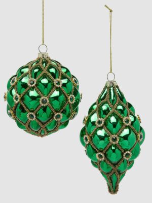 Baumschmuck Kugel Zapfen green 2er Set