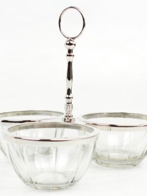 Schalenset für Nüsse | Messing vernickelt, Glas |