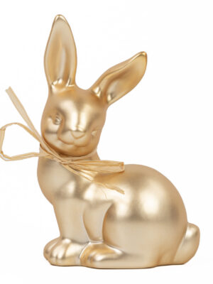 Hase sitzend gold matt | Porzellan  mit Schleife S |